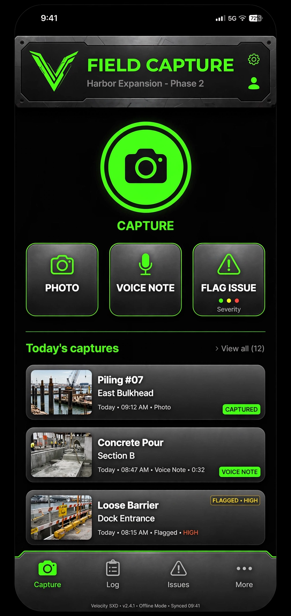 Field Capture app mockup