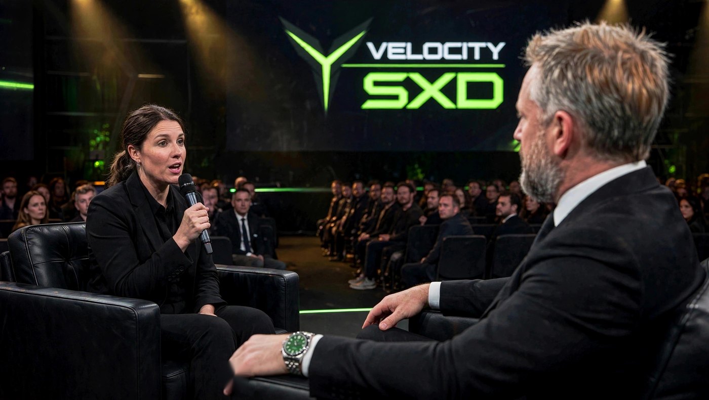 Mack Miessner in a fireside interview at a Velocity SXD event
